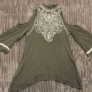 Olive open shoulder long sleeve